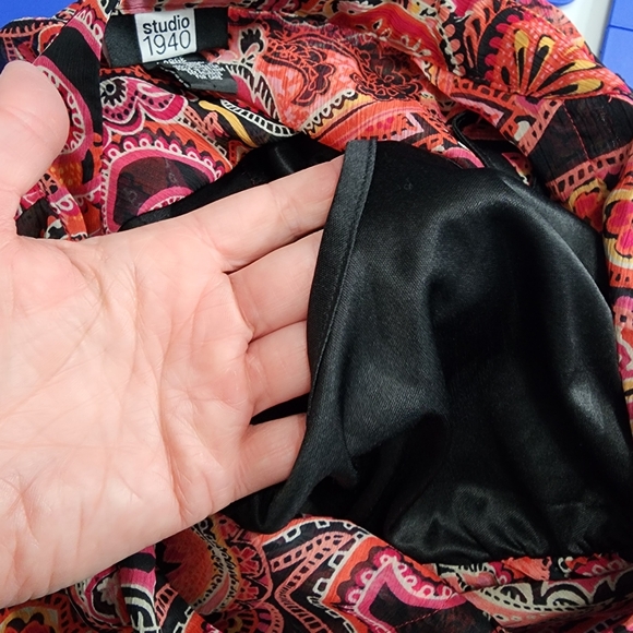 Studio 1940 Sleeveless Black Paisley Shirt Sz Large Business Casual - Picture 10 of 13